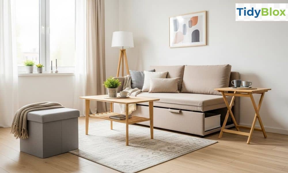 Budget-friendly furniture for small apartment living rooms with storage and compact design