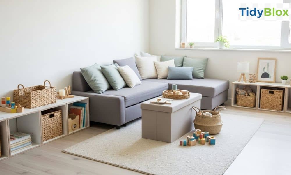 Family-friendly small apartment living room ideas cheap with safe furniture and storage