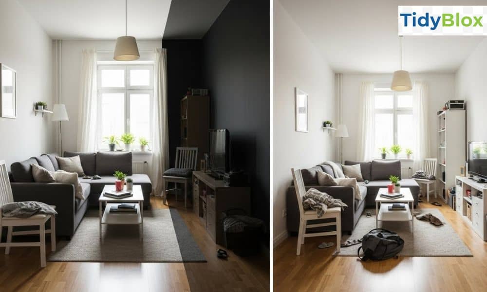 Small living room decorating mistakes to avoid including overcrowding furniture, dark colors and lack of storage