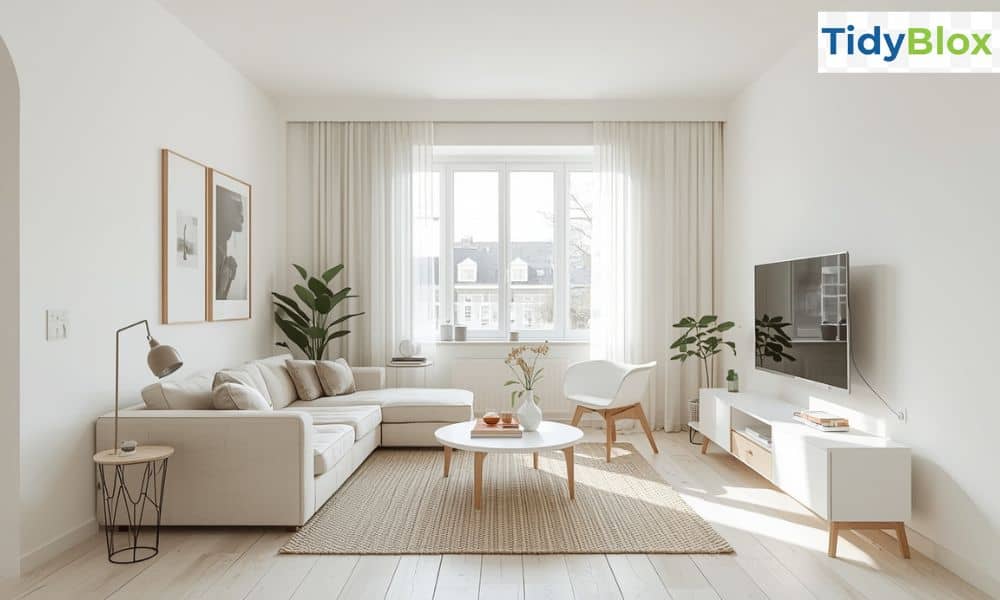 Light color small apartment living room ideas cheap with bright walls and minimal furniture